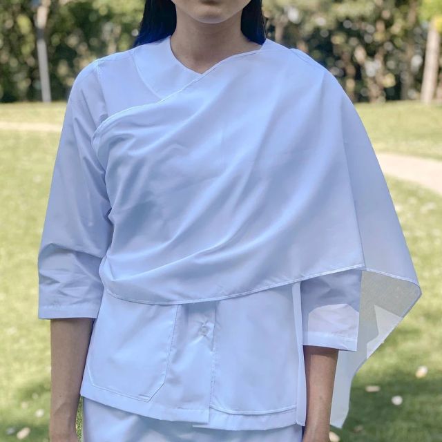 สไบขาวปฏิบัติธรรม สีขาว